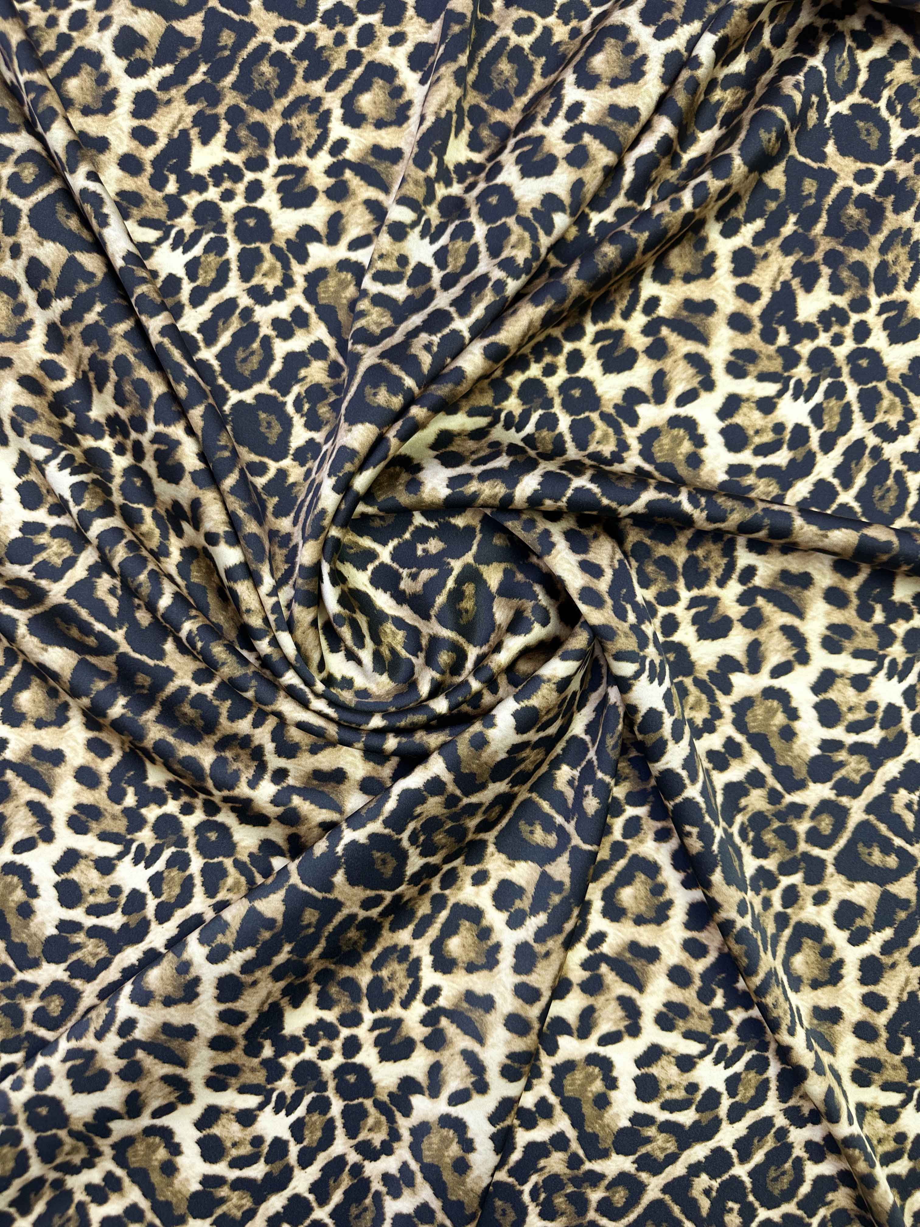 Ткань Шёлк  коричневый с леопардовым принтом 22040 4