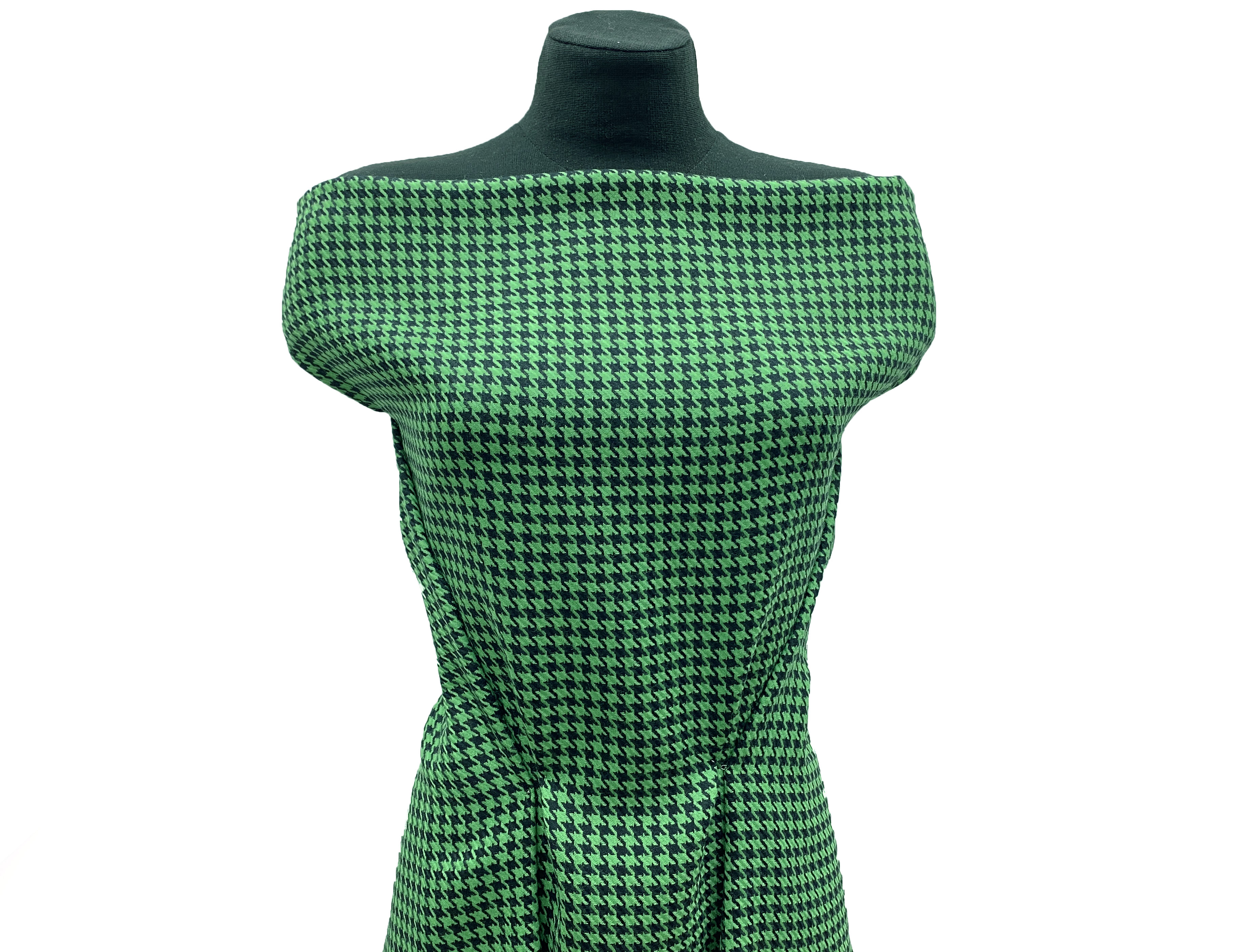 Ткань Костюмная чёрно-зеленая гусиная лапка  49378 5